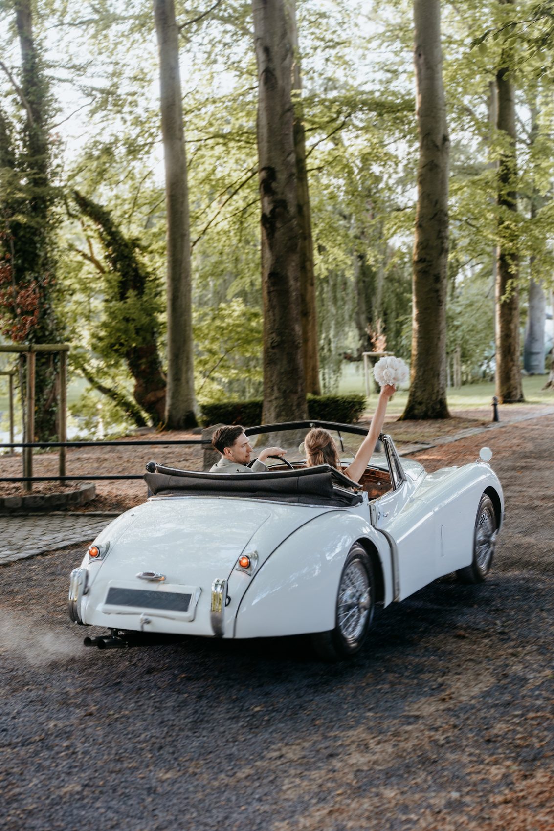 Le cabriolet s’éloigne dans l’allée
